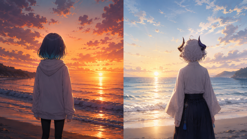 2万キロ離れていても同じ太陽を同じ瞬間に見ることができる画像