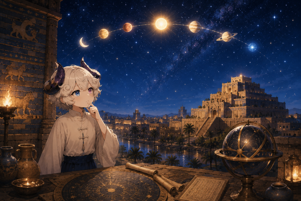 古代バビロニアの夜空と7つの天体