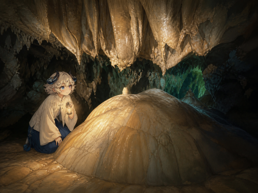 鍾乳石と一体化した弥生時代の土器「神の壺」