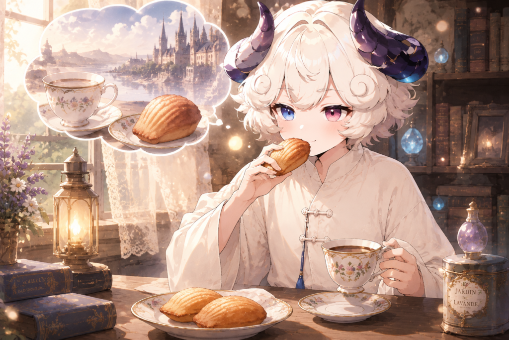 マドレーヌと紅茶のイラスト