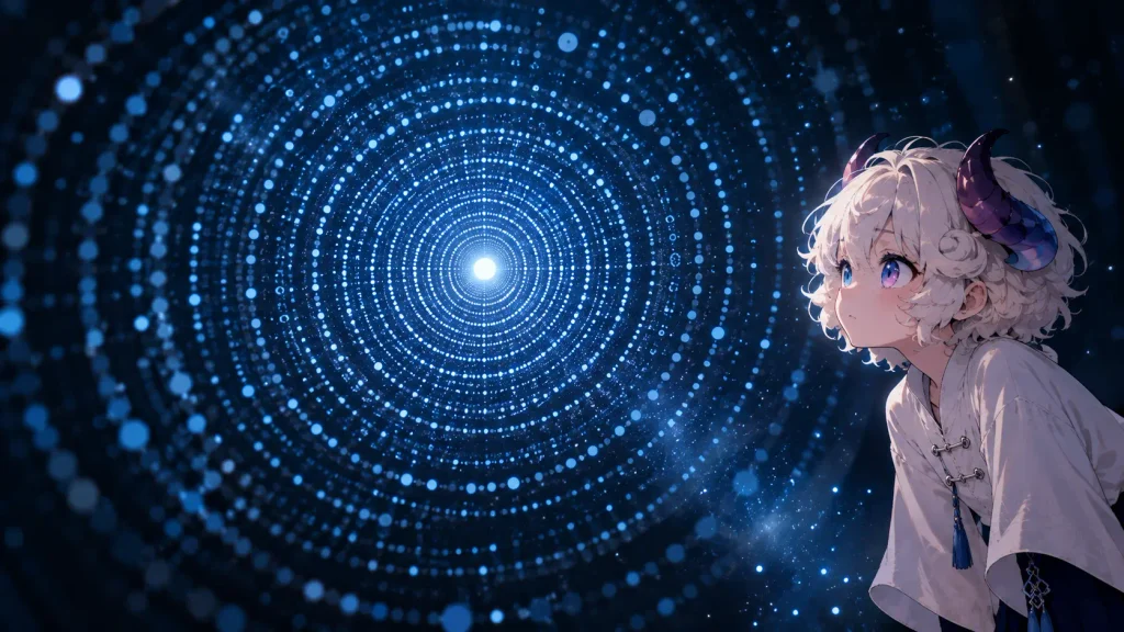 中央の一点を見つめると周囲の模様が背景に溶けていくことを示した図