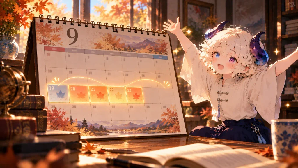 敬老の日と秋分の日に挟まれた9月22日が休みになった2026年9月のカレンダー